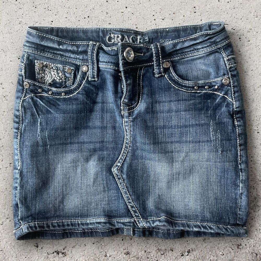 Y2K Bling Mini Denim Skirt